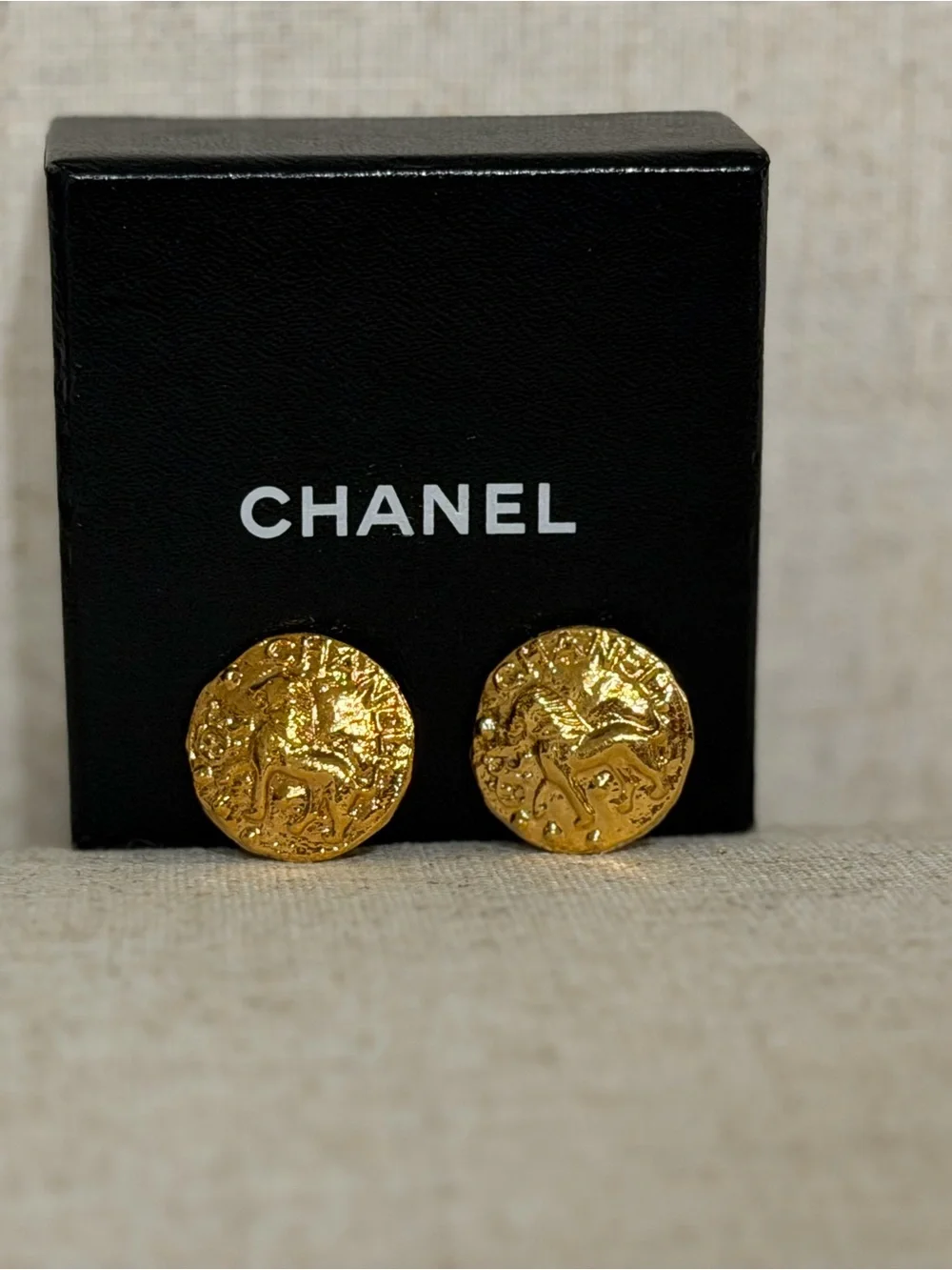 CHANEL Gold Coin Medallion Earrings